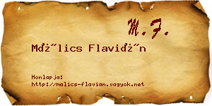 Málics Flavián névjegykártya